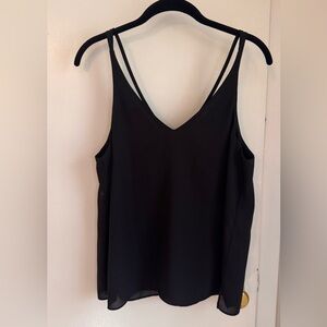 Topshop Black Strappy V-Neck Camisole Tank Size 8 Minimalist Cami